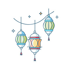 fanoos lanterns hanging vector icon, eid al-fitr vector illustration - simple illustration of fanoos lanterns hanging perfect for logos, and eid al-fitr-themed designs.