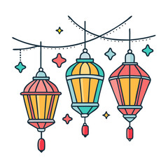fanoos lanterns hanging vector icon, eid al-fitr vector illustration - simple illustration of fanoos lanterns hanging perfect for logos, and eid al-fitr-themed designs.