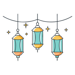 fanoos lanterns hanging vector icon, eid al-fitr vector illustration - simple illustration of fanoos lanterns hanging perfect for logos, and eid al-fitr-themed designs.