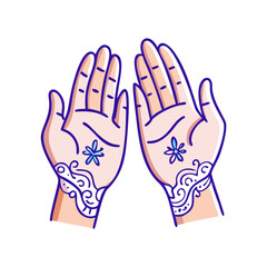 Fototapeta premium hands with henna vector icon, eid al-fitr vector illustration - simple illustration of hands with henna perfect for logos, and eid al-fitr-themed designs.
