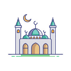 masjid mosque illustration vector icon, eid al-fitr vector illustration - simple illustration of masjid mosque illustration perfect for logos, and eid al-fitr-themed designs.