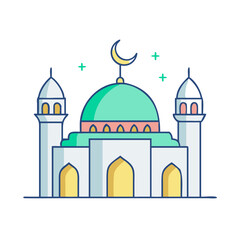 masjid mosque illustration vector icon, eid al-fitr vector illustration - simple illustration of masjid mosque illustration perfect for logos, and eid al-fitr-themed designs.