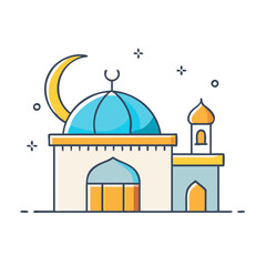 masjid mosque illustration vector icon, eid al-fitr vector illustration - simple illustration of masjid mosque illustration perfect for logos, and eid al-fitr-themed designs.