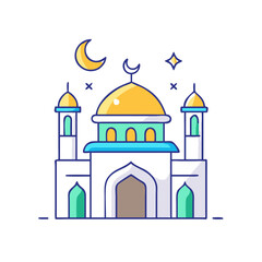 masjid mosque illustration vector icon, eid al-fitr vector illustration - simple illustration of masjid mosque illustration perfect for logos, and eid al-fitr-themed designs.
