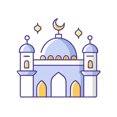 masjid with lights vector icon, eid al-fitr vector illustration - simple illustration of masjid with lights perfect for logos, and eid al-fitr-themed designs.