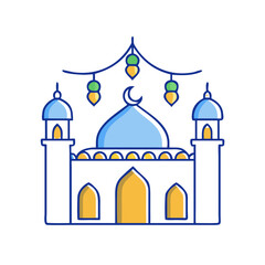 masjid with lights vector icon, eid al-fitr vector illustration - simple illustration of masjid with lights perfect for logos, and eid al-fitr-themed designs.