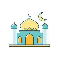 mosque silhouette vector icon, eid al-fitr vector illustration - simple illustration of mosque silhouette perfect for logos, and eid al-fitr-themed designs.