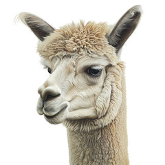 Obraz premium Realistic Portrait of an Alpaca on a Clean transparent background for Creative Projects and Designs