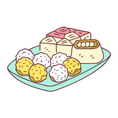 traditional sweets tray vector icon, eid al-fitr vector illustration - simple illustration of traditional sweets tray perfect for logos, and eid al-fitr-themed designs.