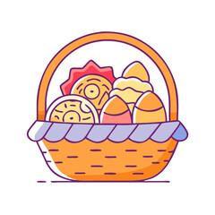 traditional sweets basket vector icon, eid al-fitr vector illustration - simple illustration of traditional sweets basket perfect for logos, and eid al-fitr-themed designs.