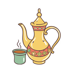 arabic tea pot vector icon, eid al-fitr vector illustration - simple illustration of arabic tea pot perfect for logos, and eid al-fitr-themed designs.