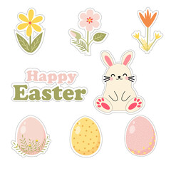 set of Easter stickers on a white background