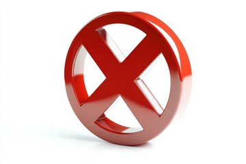 A simple red X mark on a clean white surface, perfect for indicating cancellation or rejection