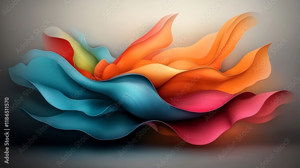 Poster captivating abstract design featuring a mesmerizing kaleidoscopic pattern of wavy undulating shapes 