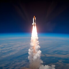 Space shuttle launching into space.