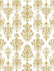Elegant Gold Damask Pattern Vintage Floral Textile Design Seamless Repeat Texture for Fabric