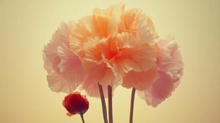 Close-up of pastel pink and orange poppies.