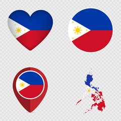 Philippines Flag Icons Pack. Vector illustration.