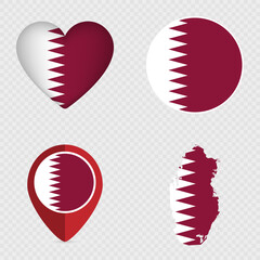 Qatar Flag Icons Pack. Vector illustration.