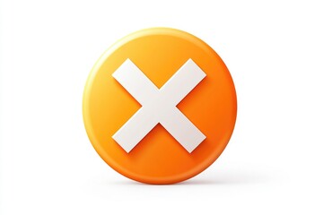 Obraz premium A bright orange button with a white x symbol, suitable for design or illustration purposes