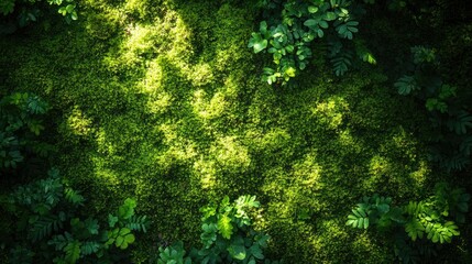 Fototapeta premium Lush Green Moss and Fern Texture: A Close-Up of Nature's Carpet