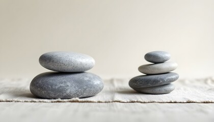 zen, stones, stacked, smooth, neutral, cloth, surface, soft, natural, lighting, plain, background, balance, harmony, calm, minimalist, serene, tranquil, meditative, peaceful, nature, simplicity,