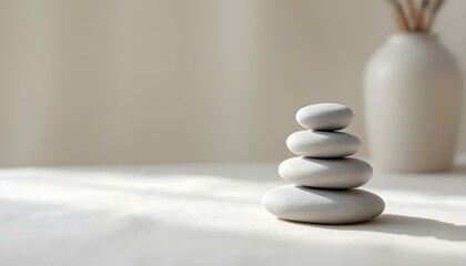 zen, stones, stacked, smooth, neutral, cloth, surface, soft, natural, lighting, plain, background, balance, harmony, calm, minimalist, serene, tranquil, meditative, peaceful, nature, simplicity,