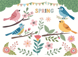 Seasonal branches and birds