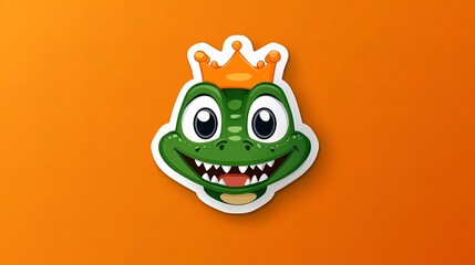 Obraz premium Cute cartoon alligator wearing a crown. Happy, playful illustration.