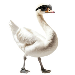 Obraz premium Funny Swan Dancing While Wearing Large Sunglasses on a Bright Day Captured in Stunning Detail