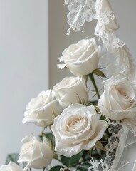 Elegant wedding frame template featuring white roses and lace accents for timeless celebrations