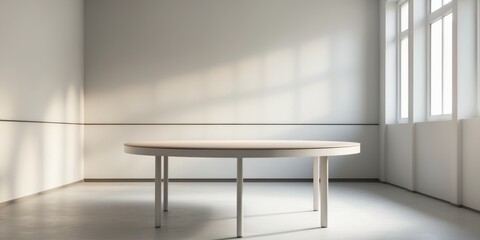 Empty round table in modern office meeting room
