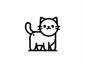 Cartoon cat logo design icon symbol vector illustration. 