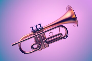 Obraz premium A golden trumpet, elegantly poised against a soft purple backdrop, ready to play a melodious tune.
