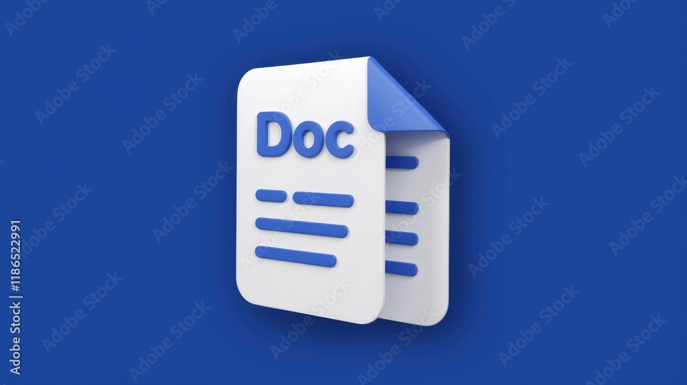 Poster 3d rendering of a document icon, signifying files, paperwork, and digital data.