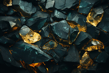 Dark green yellow stone texture..Generative AI
