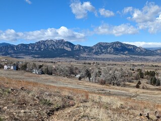 Spring prairie trails with views of the Rocky Mountains, Colorado