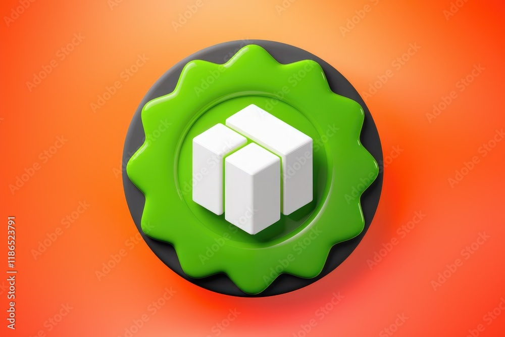 Poster A green badge with a white 3D cube representing data storage or a block chain.