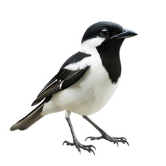 Fototapeta premium Isolated Helmet Shrike Bird on Clean transparent background Perfect for Nature and Animal Photography