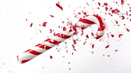 "Broken Candy Cane on a White Background"