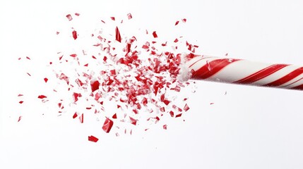 "Broken Candy Cane on a White Background"