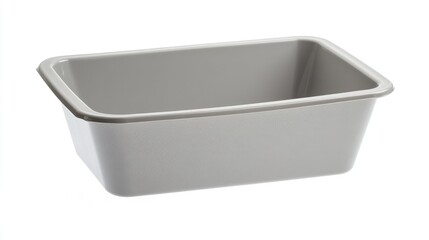 Rectangular Light Gray French Fry Container with Smooth Surface on Plain White Background