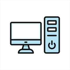 Computer icon featuring a clean and modern style, ideal for adding a professional touch to IT, communication, or education-themed projects