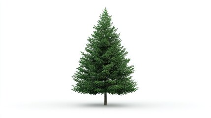 Obraz premium Isolated green pine tree on white background showcasing natural beauty and simplicity for design and illustration needs