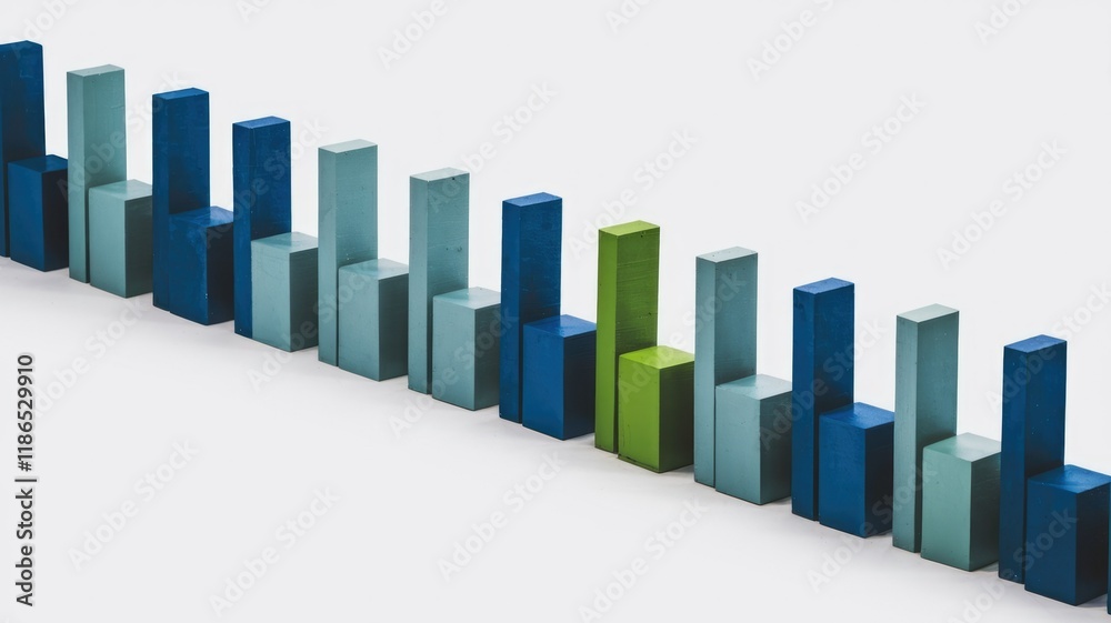 Aufkleber Abstract data visualization using colored blocks, showing a fluctuating trend with a noticeable peak.