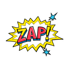comic zap text vector icon, fools’ day vector illustration - simple illustration of comic zap text perfect for logos, and fools’ day-themed designs.