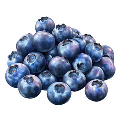  Heap of fresh blueberry on transparent on white background.