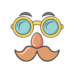 funny disguise vector icon, fools’ day vector illustration - simple illustration of funny disguise perfect for logos, and fools’ day-themed designs.