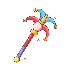 jester wand vector icon, fools’ day vector illustration - simple illustration of jester wand perfect for logos, and fools’ day-themed designs.