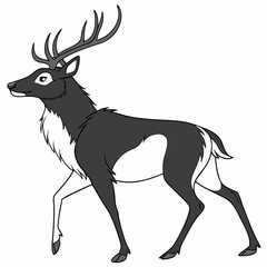 Majestic Black-and-White Deer SVG Design